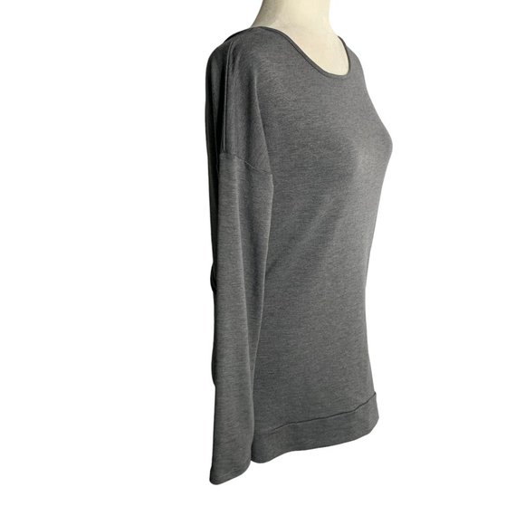 Banana Republic Reversible Faux Wrap Top S Grey Long Sleeves Stretch Knit - Picture 5 of 6